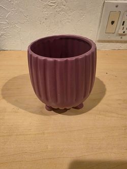 Purple Ceramic Ribbed Footed Planter