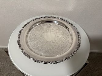 15” Round Oneida USA Silverplated Platter Georgian Scroll Rim
