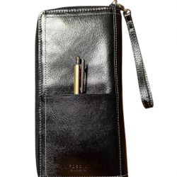 Fossil Black Leather Passport Travel Wallet