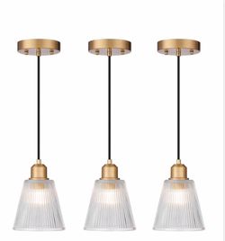 Pendant Lights Kitchen Island, Gold Pendant Light Fixtures With 5.8mm Thick Glass Shade And Adjustable Cord, Modern Pendant Lighting For Bathroom, Din