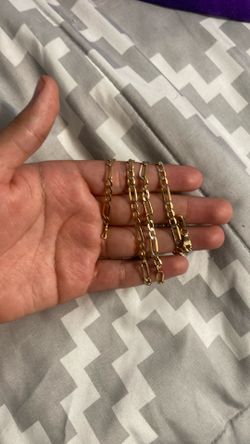14k diamond cut figaro chain
