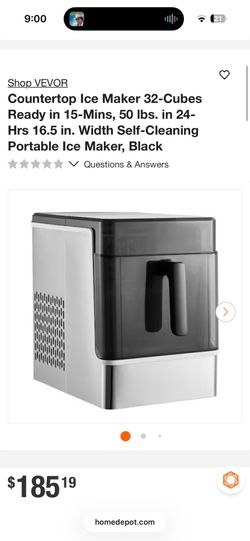 Countertop Ice Maker, 32 Cubes Ready in 15 Mins, 46lbs in 24Hrs, Self-Cleaning Portable Ice Maker with Convenient Ice Transfer, Ice Machine with 3 Siz