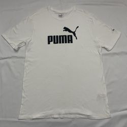 Men Puma Crew Neck Short Sleeve Tee T-shirt Top Shirt Classic Logo White Large L