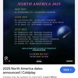 Cold Play Tickets Needed Tonight