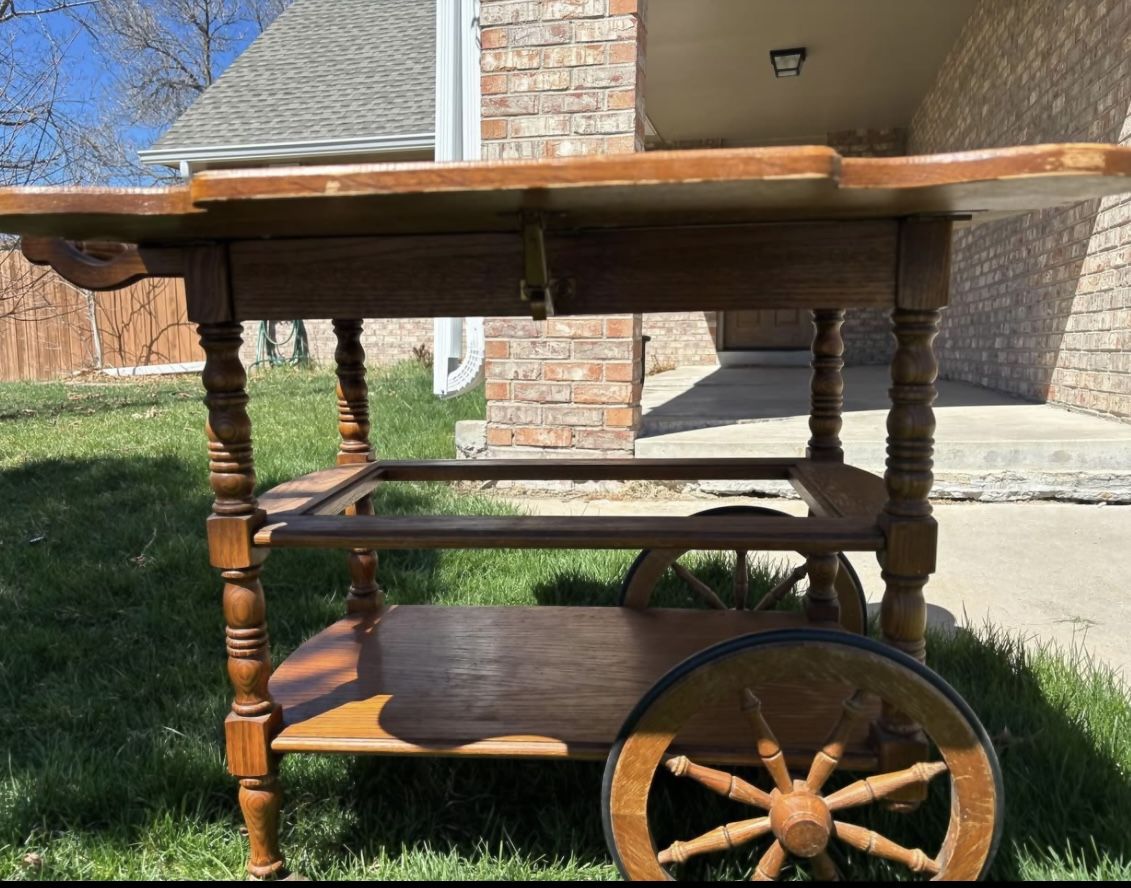Vintage Rare Walter of Wabash Drop Leaf Tea Cart / Bar Cart - Hitchcock Style