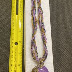 Jewelry Vintage Purple Stone Bead Seed Necklace 