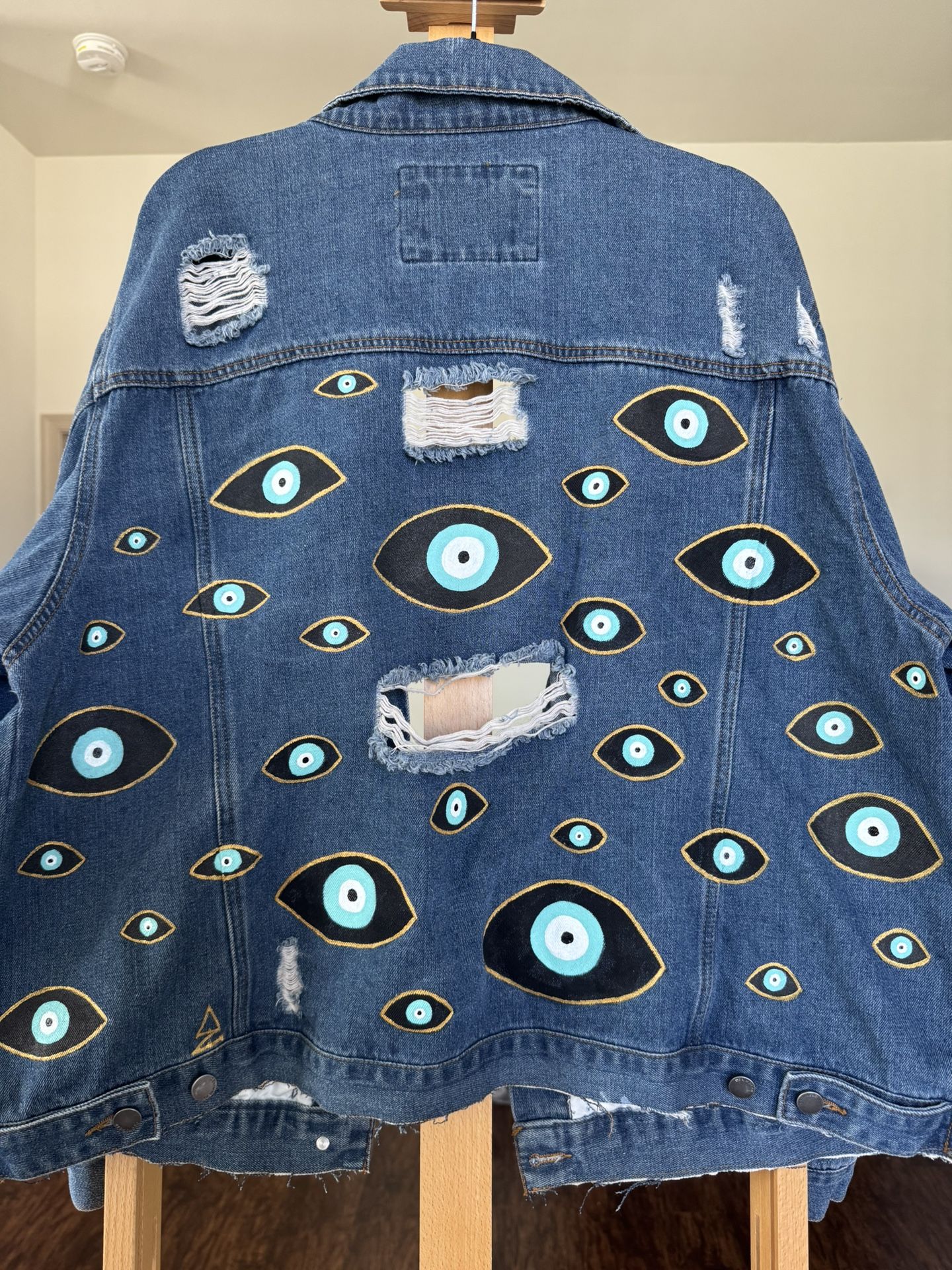 Painted Denim Jacket - Eyes