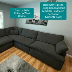 Gray Cloud Dupe Modular Sectional Couch Sofa 