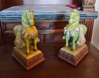 Pair of Tang Dynasty Style Ceramic Horse Figurines