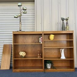 Vintage Oak Bookshelves Wall Unit