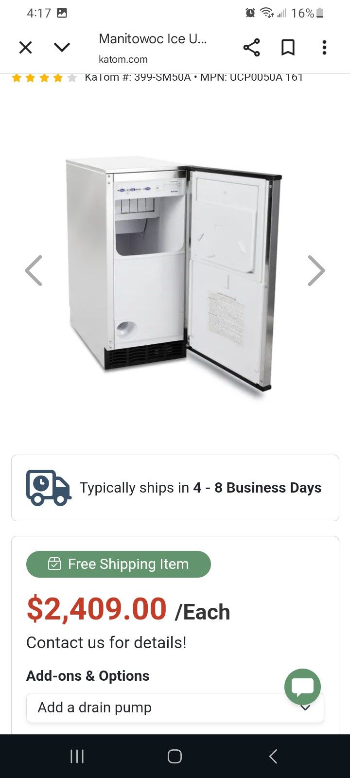 Ice Machine Manitowoc Stanless Steel