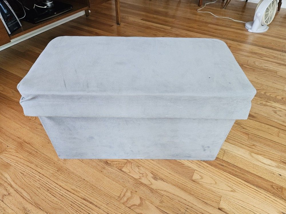 Gray Microfiber / Vevlet Like Storage Ottoman / Toy Chest / Extra Seat