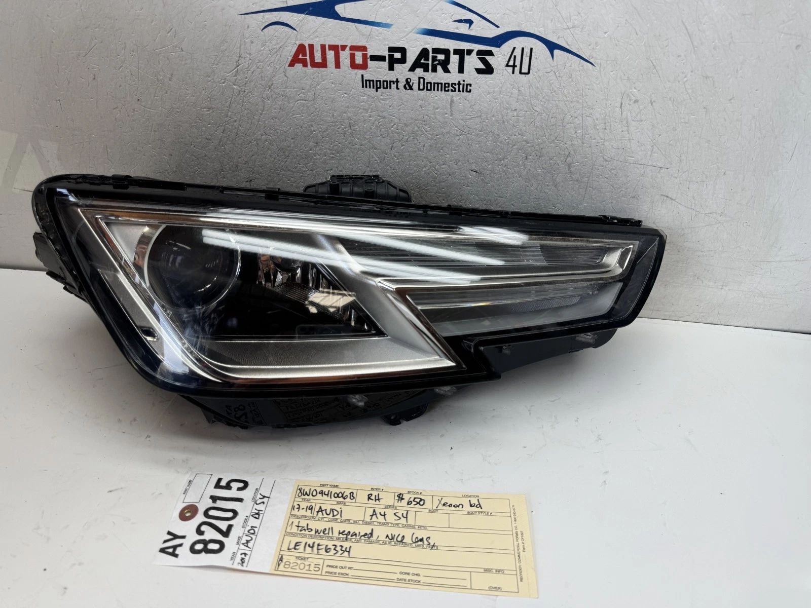1broken tab 2017 - 2018 - 2019 AUDI A4 S4 RIGHT XENON LED HEADLIGHT OEM AY82015