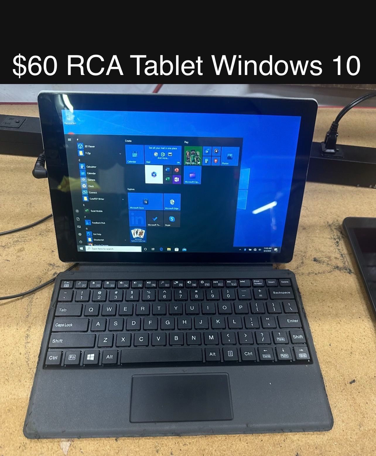 RCA Touchscreen Tablet 10” Windows 10 Includes Charger, Good Battery