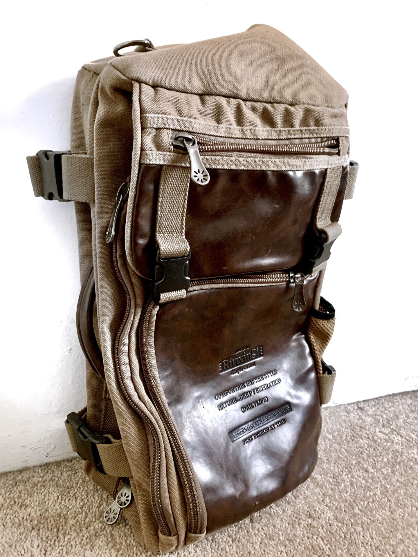 Canvas Backpack / Leather Laptop Bag