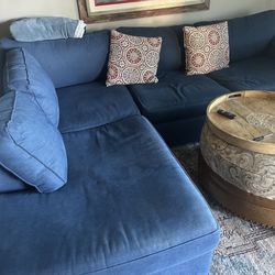 Blue Modern 2pc 110” by 85” Sectional Sofa with Left Chaise by Living Spaces