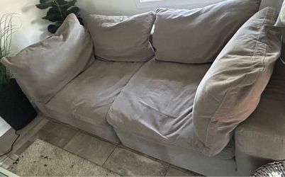 Bob’s furniture, gray couch