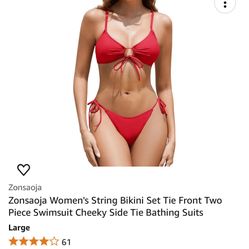 Red 2 Piece Bikini Bathing Suit 
