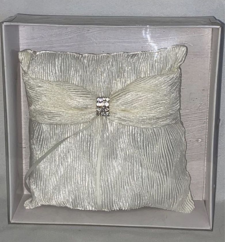 Wedding silk cushion, with ribbons and crystal Rhinestones