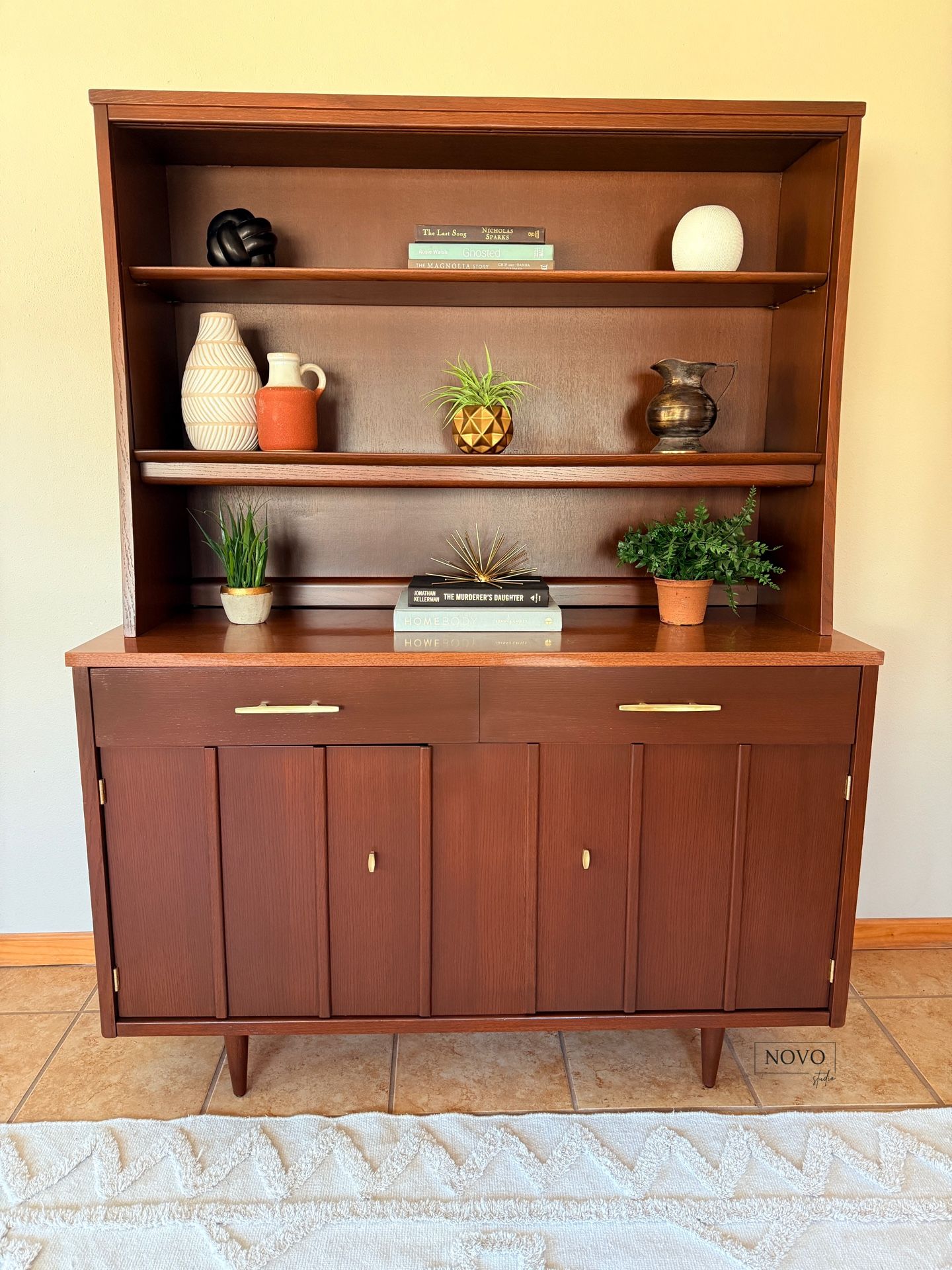 RARE Mid-Century Holman Manufacturing Co. Walnut Hutch