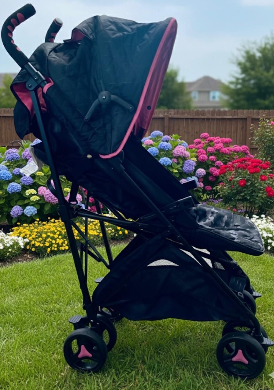ADORABLE & RELIABLE BABY GIRL STROLLER – BEAUTIFUL DESIGN, STURDY, AND FOLDABLE FOR EASY STORAGE.