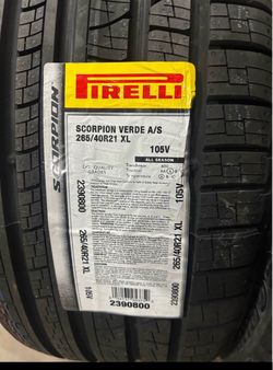 Set of 4 brand new  PIRELLI SCORPION VERDE  ALLSEASON 265/40R21 105V XL $1,100install including