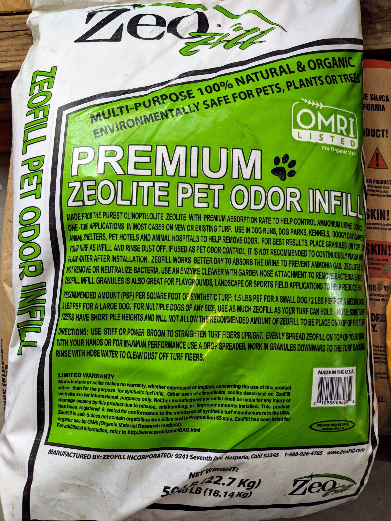 New Ziofill Pet Odor Infill for Your Turf Artificial Grass 50Lb bag