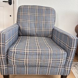 Blue Plaid Accent Chair - Comfy Reading Chair - Great Condition
