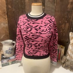 Fashion Nova Pink & Black Cropped Sweater Size XS.