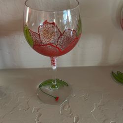 Set Of 6 Handpainted Wine Glasses  