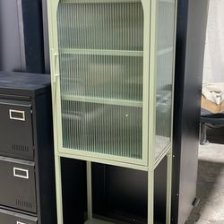 New in store for sale Benoît 62.99-inch Black One Door Metal Storage Cabinet with Fluted Clear Door