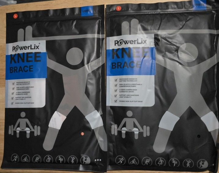 Powerlix unisex knee compression brace, large, black