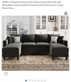 Velvet Gray U Sectional Sofa