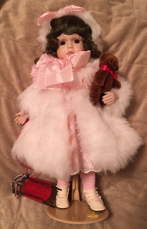 Vintage 15" 'Playtime in Winter' all porcelain little girl doll