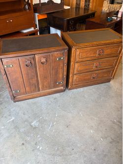Two Vintage Wood Nightstands