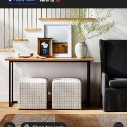 2 Upholstered Cube Ottomans from Threshold™ designed with Studio McGee.