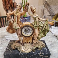 Vintage Style Decorative Clock w/ Carrara Marble Base – Made in Italy

