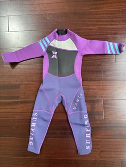 Dive & Sail Kids 2.5mm wetsuit long sleeve one piece UV protection thermal swimsuit Size Medium, Color Purple