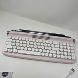 YUNZII Upgraded Wireless Keyboard, Retro Keyboard Typewriter Style with Integrated Stand, USB-C/Bluetooth Keyboard with Cute Round Keycaps for Multi D