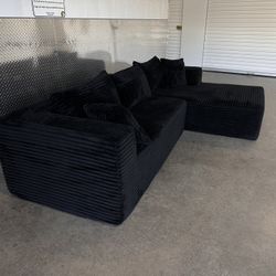 Black Corduroy Frameless Couch((free Delivery))🚙🚙🚙