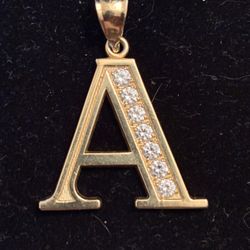 10kt Gold “A” Pendant w/cz