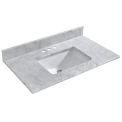 WOODBRIDGE Maldon 37 in. W x 22 in. D Single Basin Carrara Marble Vanity Top