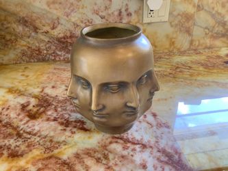 Piero Fornasetti Style, Vintage Abstract Perpetual, Multi Face Large Vase, Antique Bronze Finish, Made Of Resin. Pick Up Only. Cash Only.