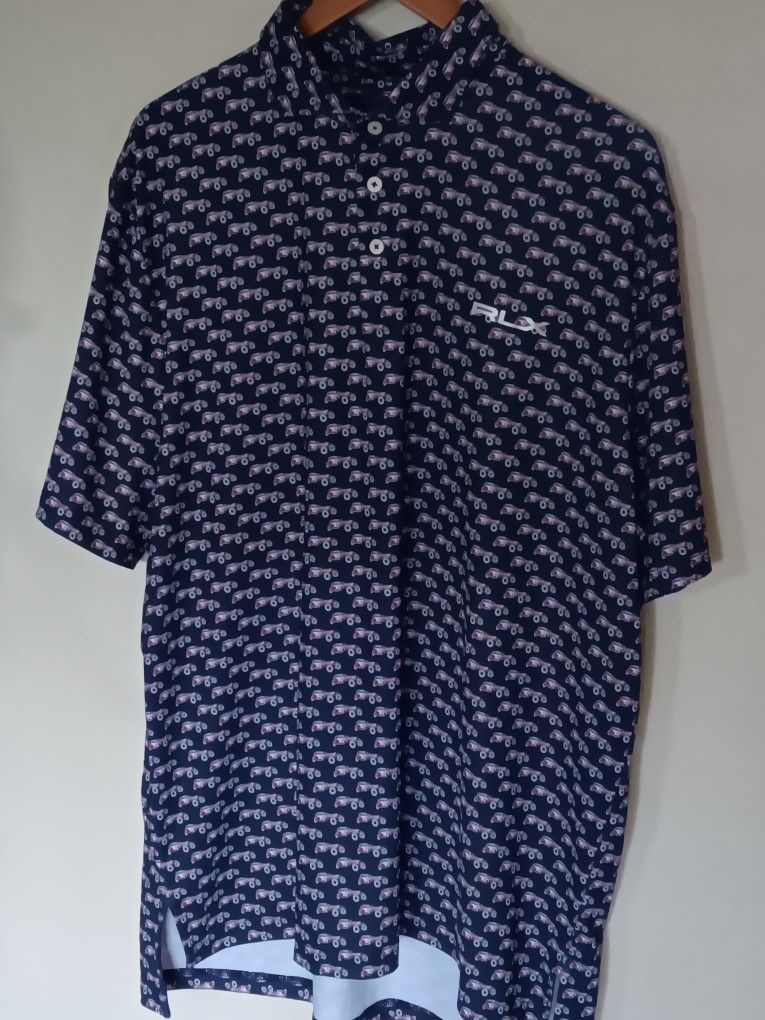 RLX Performance Wicking Hot Rod Print Polo Shirt Nwot Size Xl
