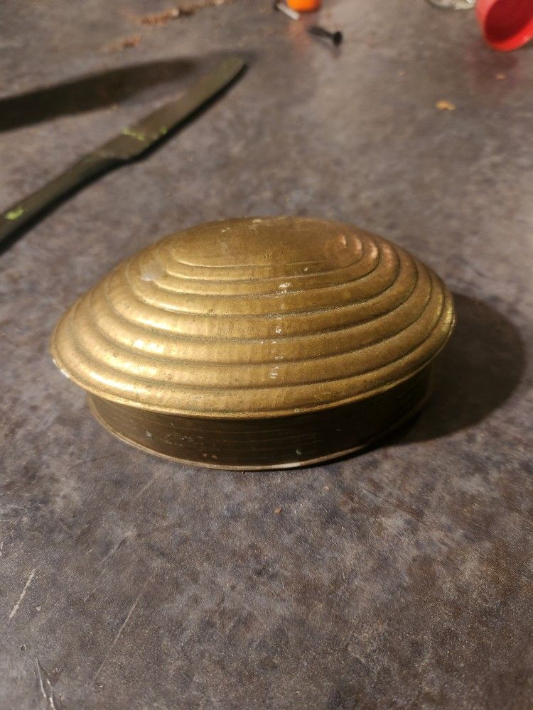 Vintage Brass Seashell Trinket Box