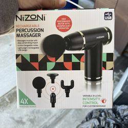 Nizoni Percussion Massager Gun Rechargeable 8 Levels 4 Nodes 1(contact info removed) RPM New