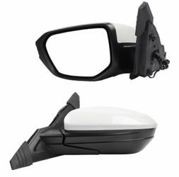 Dasbecan Left Driver Side Door Mirror Assembly Compatible with Honda Civic 2016-2021 Power Glass Non-Heated Manual Folding Replaces HO1320283 White 3P