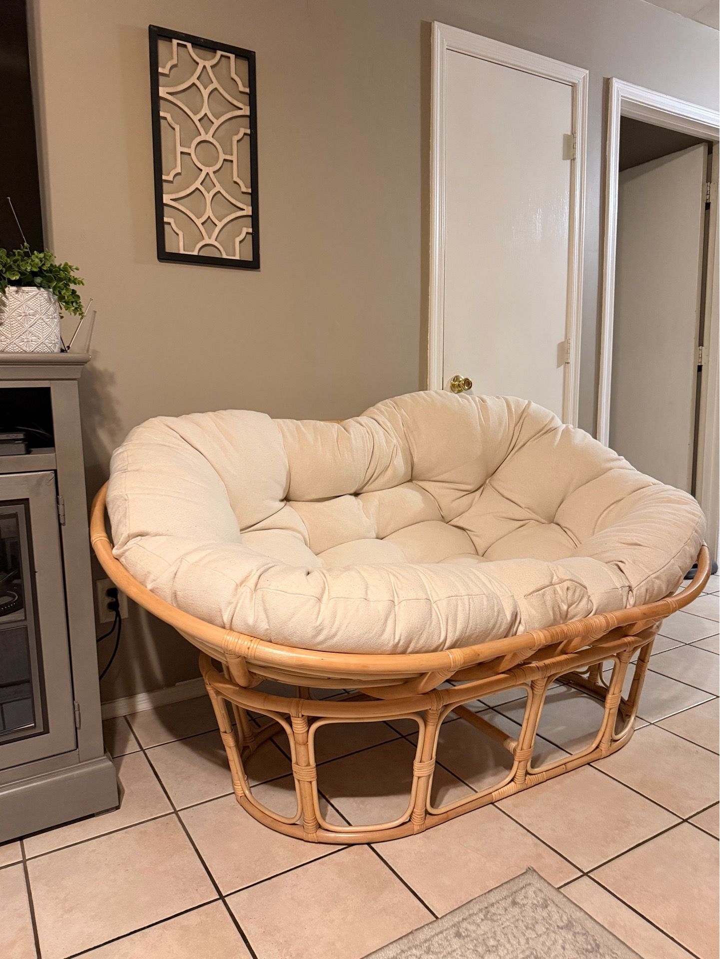Rattan Double Papasan Chair Frame w/ Cushion