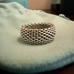 Tiffany & Co  Silver - Mesh Ring - Vintage And Rare 