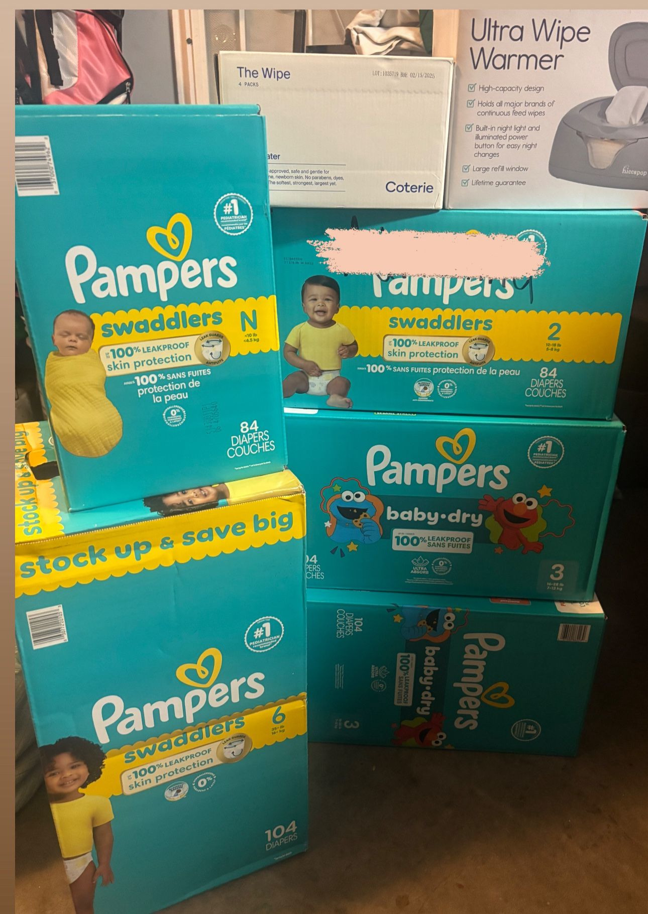 Pampers Size N, Size 2, Coterie Wipes , Wipe Warmer 